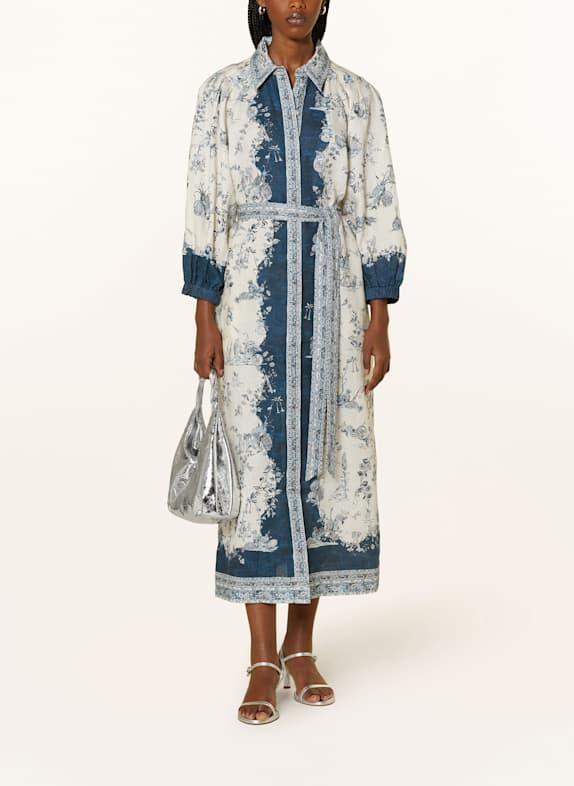 ALÉMAIS Hemdblusenkleid CASA aus Leinen CREME/ DUNKELBLAU