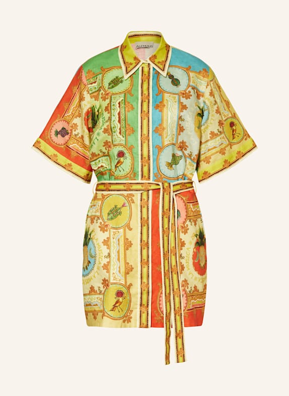 ALÉMAIS Robe chemise LA MUSICA en lin JAUNE/ ROUGE/ VERT