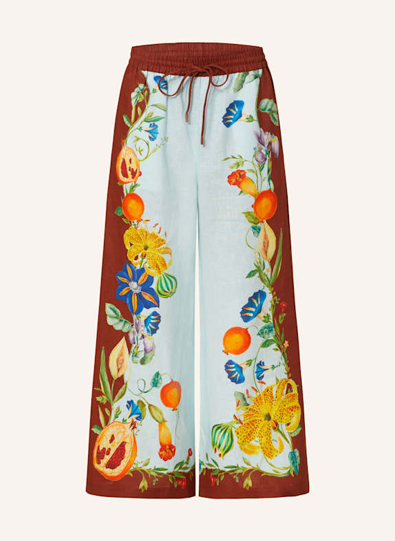 ALÉMAIS Pantalon marinière en lin TURQUOISE/ MARRON/ VERT