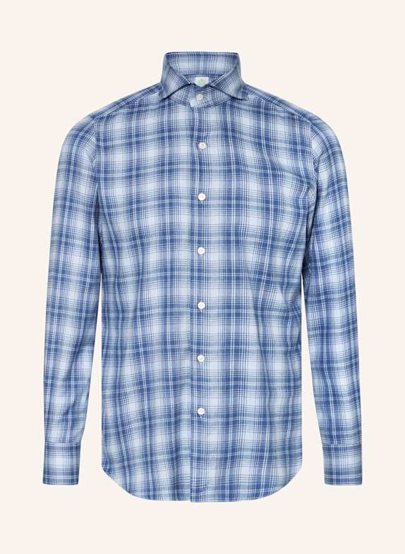 FINAMORE 1925 Flanellhemd TOKYO SERGIO Regular Fit BLAU/ HELLBLAU