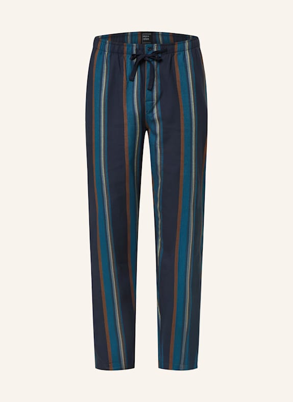 SCHIESSER Schlafhose MIX+RELAX aus Flanell PETROL/ DUNKELBLAU/ DUNKELORANGE