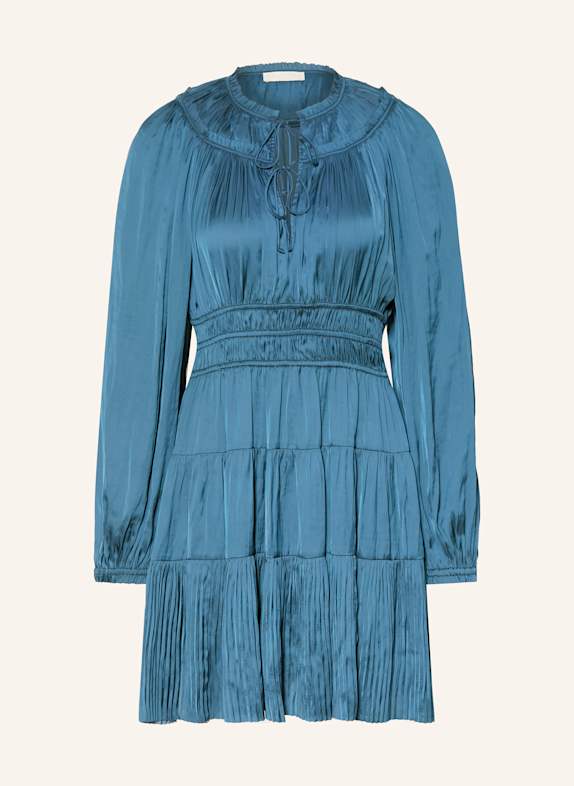 ULLA JOHNSON Plisseekleid KORI aus Satin PETROL