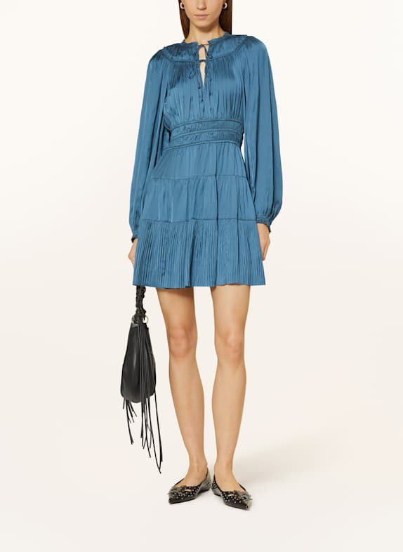 ULLA JOHNSON Plisseekleid KORI aus Satin PETROL