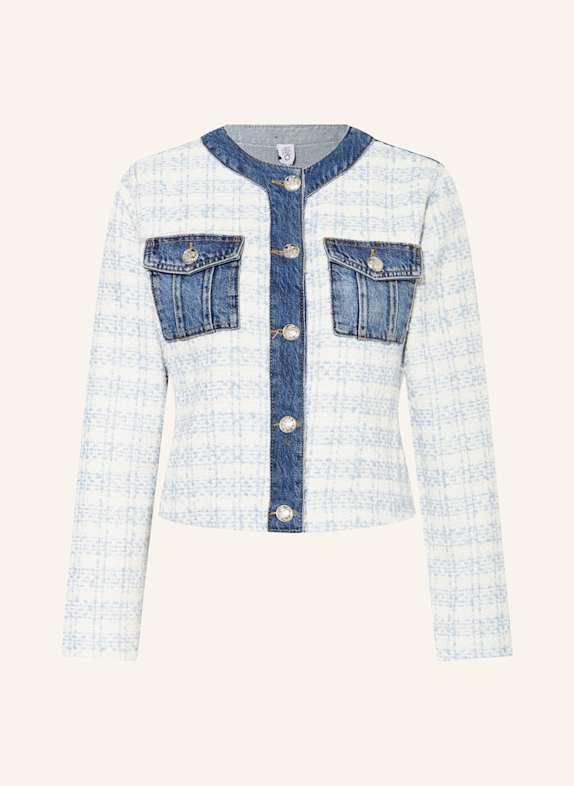 LIU JO Jacke im Materialmix mit Glitzergarn ECRU/ HELLBLAU/ BLAU