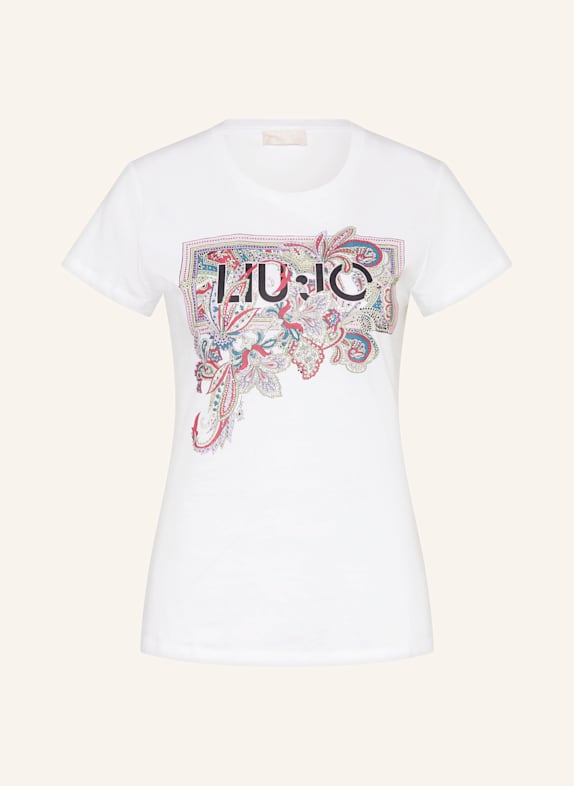 LIU JO T-Shirt mit Schmucksteinen WEISS/ ROSA/ SCHWARZ