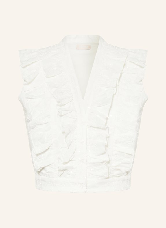 LIU JO Cropped-Blusentop mit Pailletten WEISS
