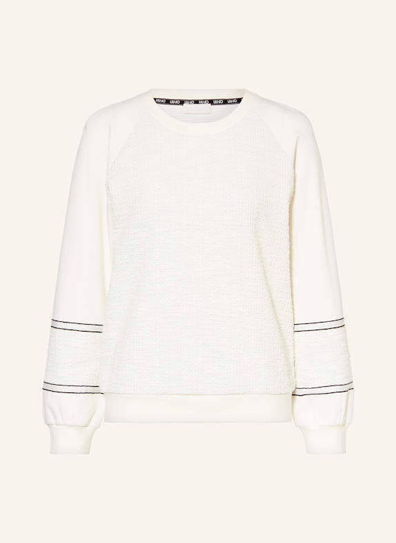 LIU JO Sweatshirt im Materialmix und Glitzergarn ECRU