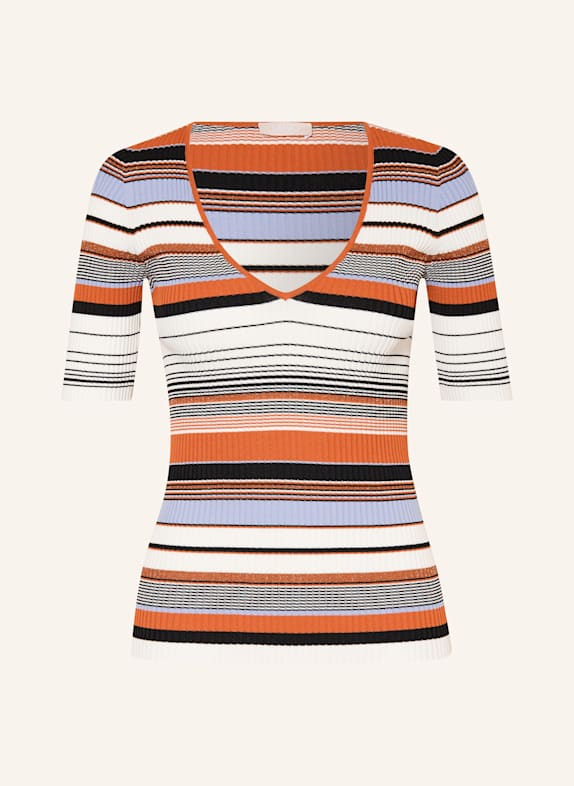 LIU JO Strickshirt mit 3/4-Arm und Glitzergarn ORANGE/ WEISS/ SCHWARZ