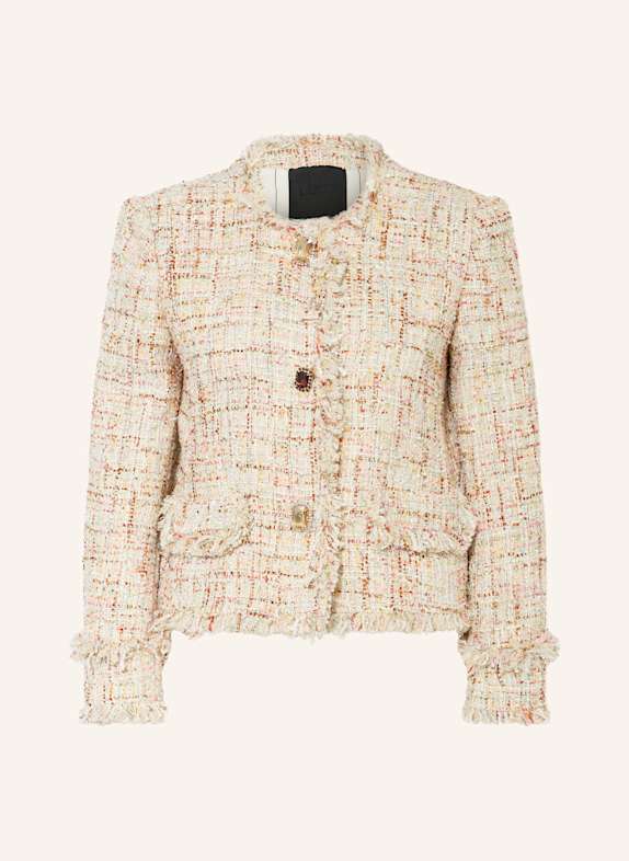 LIU JO Kastenjacke aus Bouclé mit Glitzergarn CREME/ ROT/ HELLGRÜN