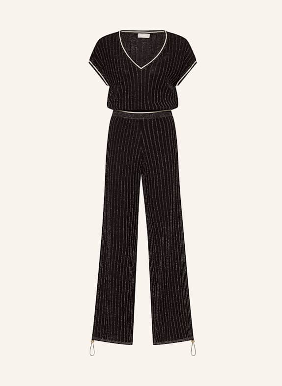 LIU JO Jumpsuit mit Glitzergarn SCHWARZ/ CREME