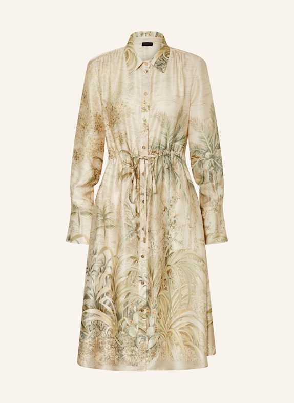 LIU JO Hemdblusenkleid aus Satin CREME/ GRÜN/ GELB