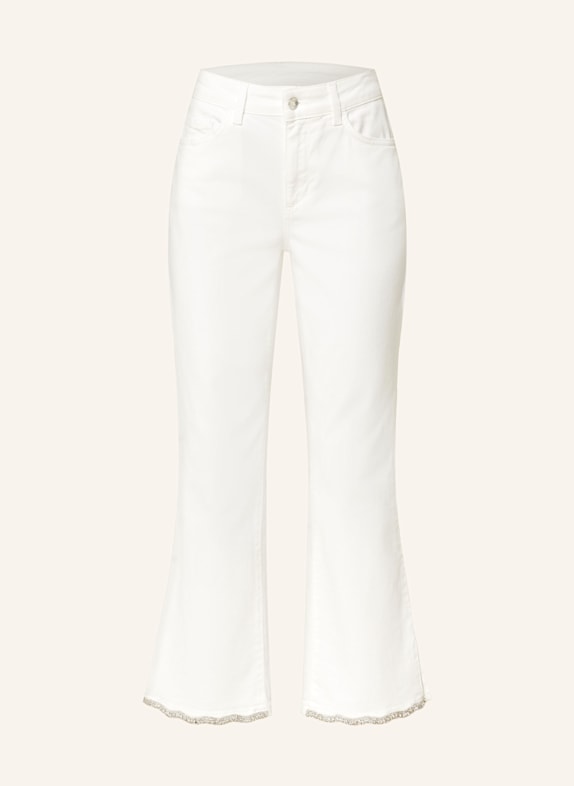LIU JO Flared Jeans mit Schmucksteinen 10701 Bianco lana
