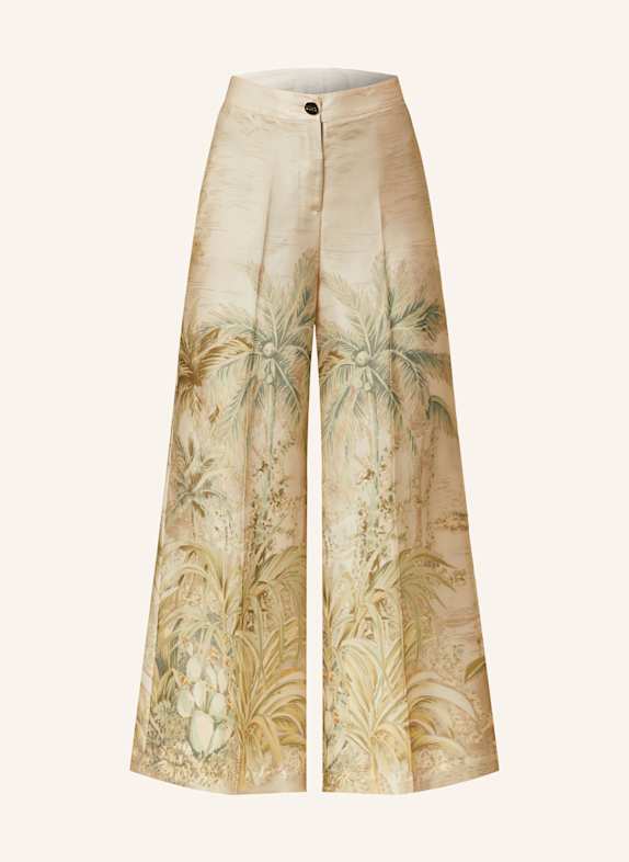 LIU JO Marlenehose aus Satin CREME/ GRÜN