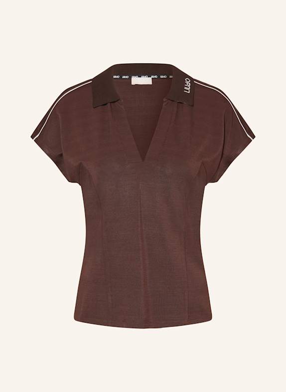 LIU JO Piqué-Poloshirt mit Galonstreifen DUNKELBRAUN