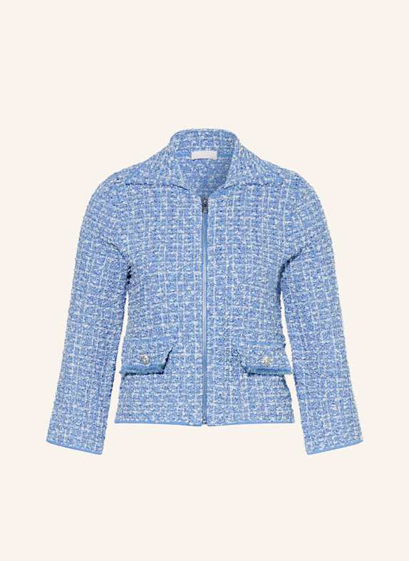 LIU JO Kastenjacke aus Bouclé mit Pailletten HELLBLAU/ WEISS