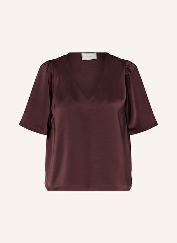NEO NOIR Blusenshirt LARGO aus Satin DUNKELROT