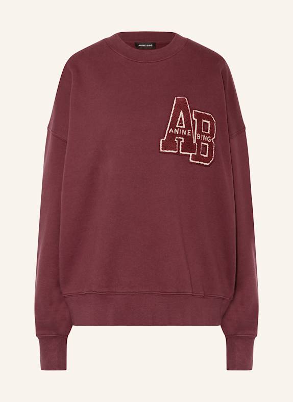 ANINE BING Oversized mikina MILES TMAVĚ ČERVENÁ