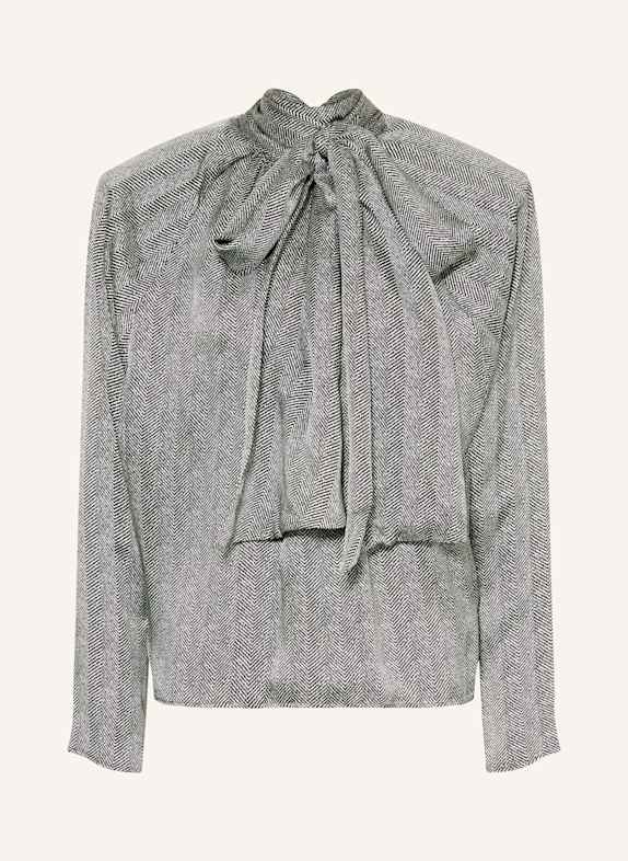 ANINE BING Schluppenbluse RACHEL mit Seide SCHWARZ/ WEISS