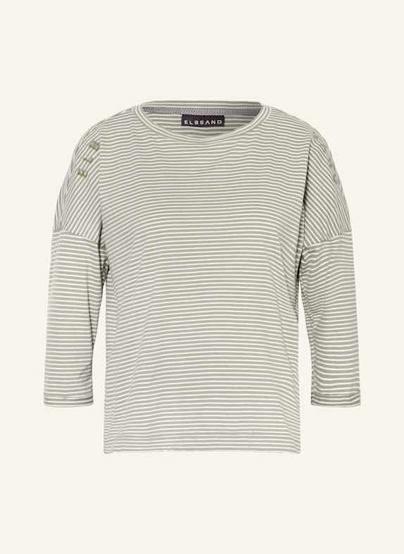 ELBSAND Shirt VEERA mit 3/4-Arm TAUPE/ WEISS