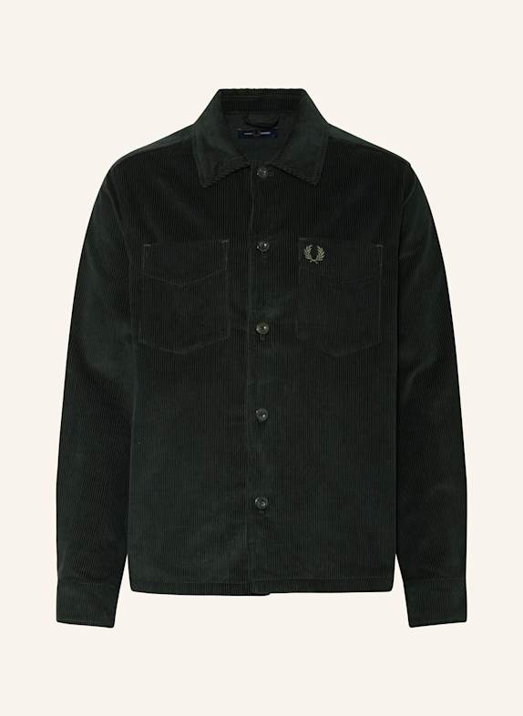 FRED PERRY Overjacket ze sztruksu CORDUROY CIEMNOZIELONY