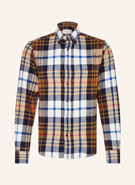 GANT Flanellhemd Regular Fit BEIGE/ WEISS/ DUNKELBLAU
