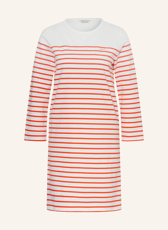 GANT Jerseykleid mit 3/4-Arm WEISS/ DUNKELORANGE