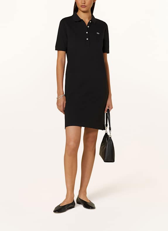 GANT Piqué-Kleid SHIELD SCHWARZ