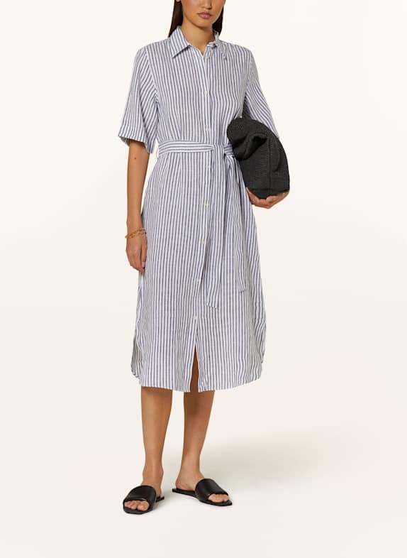GANT Leinenkleid WEISS/ DUNKELBLAU