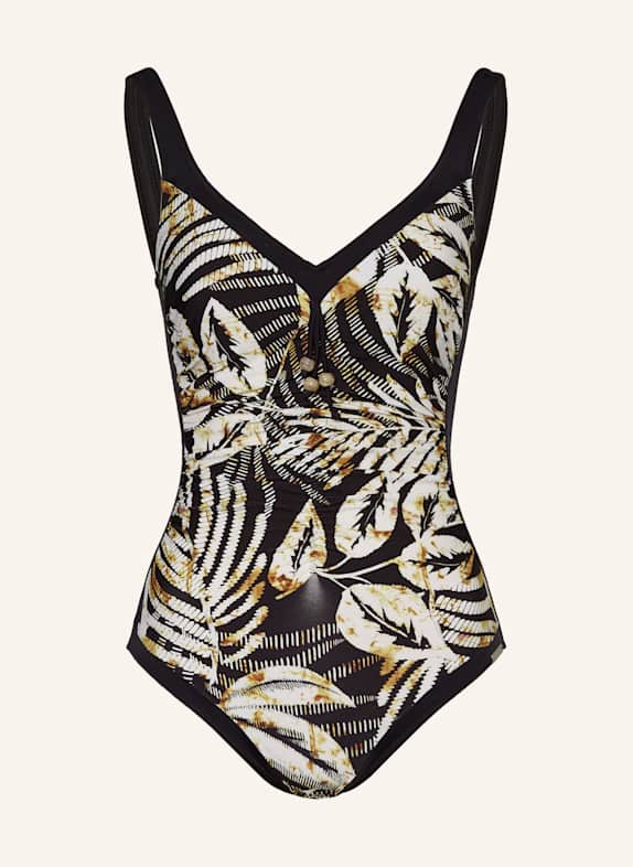 Charmline Shape-Badeanzug SEDUCTIVE LEAVES SCHWARZ/ ECRU/ BRAUN