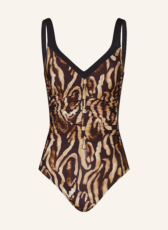 Charmline Shape-Badeanzug WILD NOBLESSE SCHWARZ/ CAMEL/ BRAUN