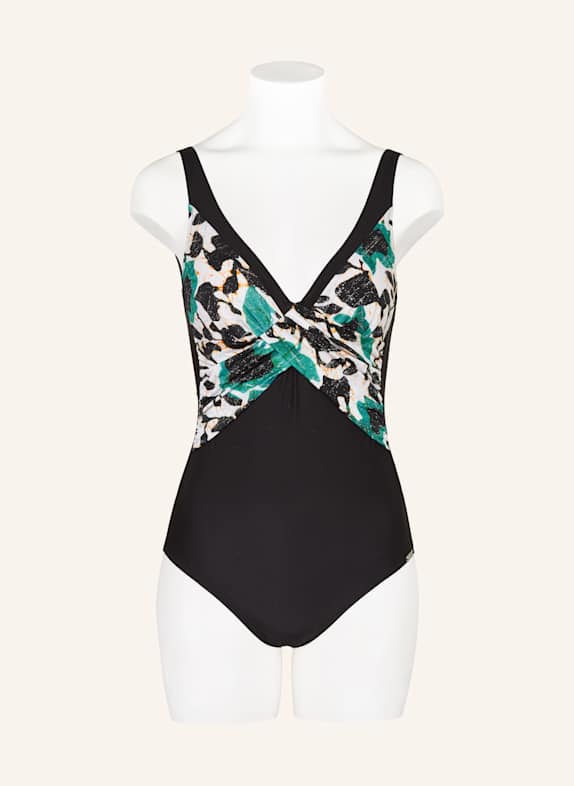 Charmline Shape-badpak COOL BAROQUE met glittergaren ZWART / TURQUOISE / ZILVER