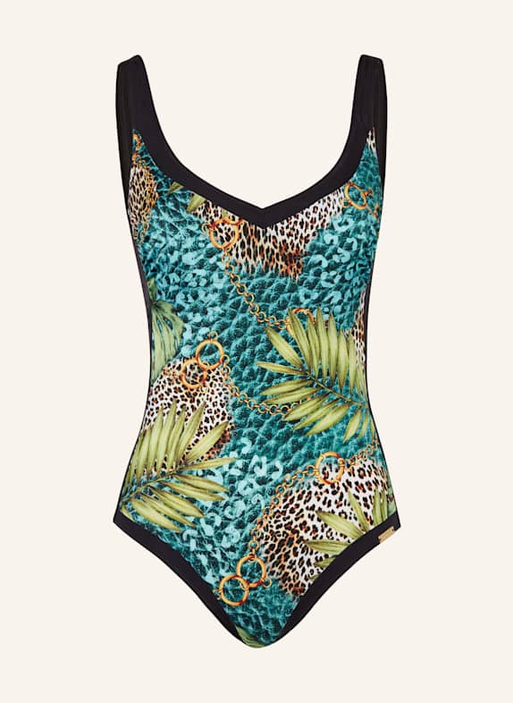 Charmline Shape-Badeanzug JUNGLE JEWELS SCHWARZ/ GRÜN/ PETROL
