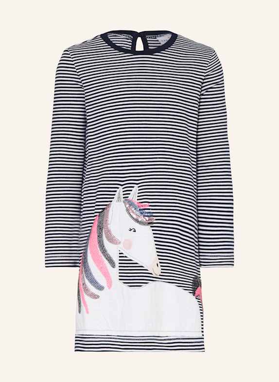 DANAMADE Jerseykleid mit Pailletten DUNKELBLAU/ WEISS