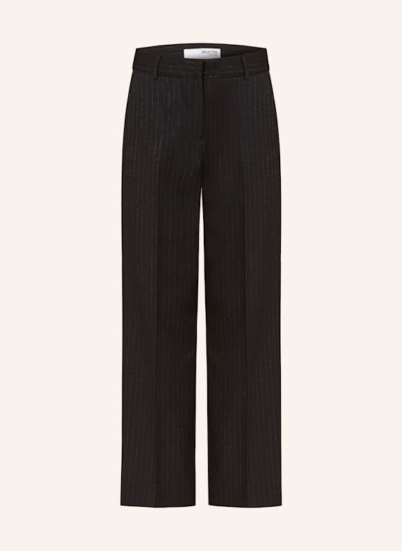 SELECTED Femme Marlenehose mit Glitzergarn SCHWARZ / SILBER