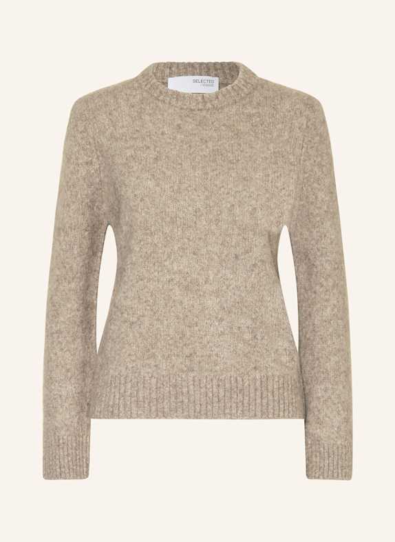SELECTED Femme Pullover mit Alpaka TAUPE