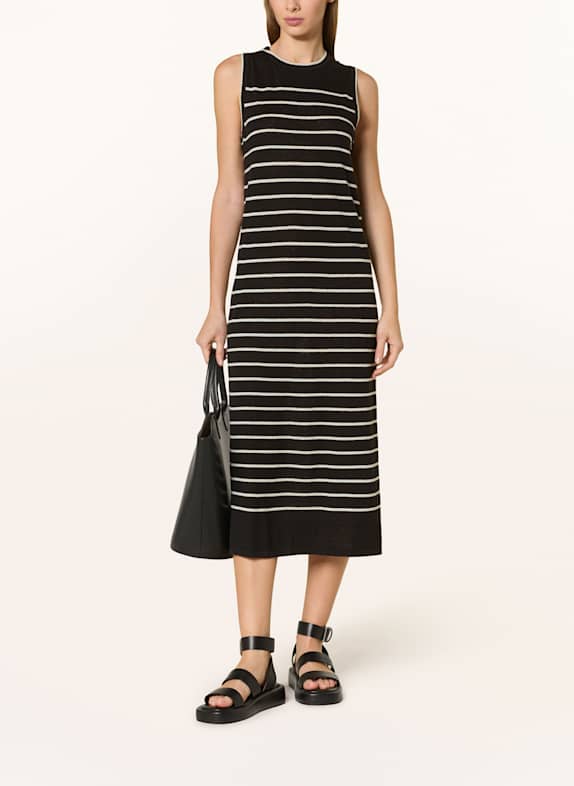 SELECTED Femme Strickkleid mit Leinen SCHWARZ/ ECRU
