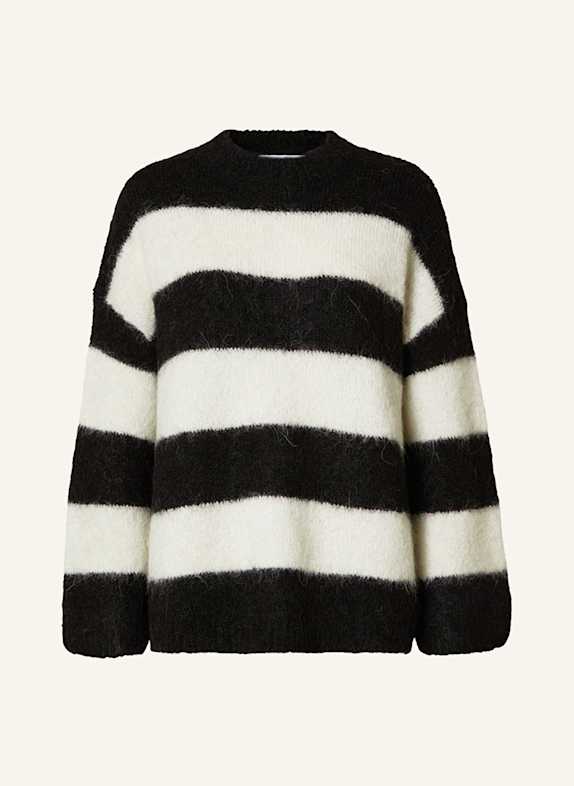 SELECTED Femme Pullover mit Alpaka SCHWARZ/ WEISS
