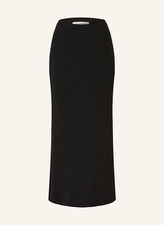 SELECTED Femme Cropped T-Shirt mit Pailletten SCHWARZ