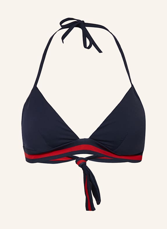 VILEBREQUIN SOLID FLECHE triangle bikini top DARK BLUE/ RED
