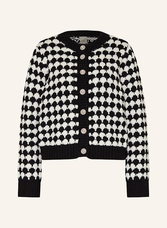 Y.A.S. Strickjacke mit Schmucksteinen SCHWARZ/ WEISS
