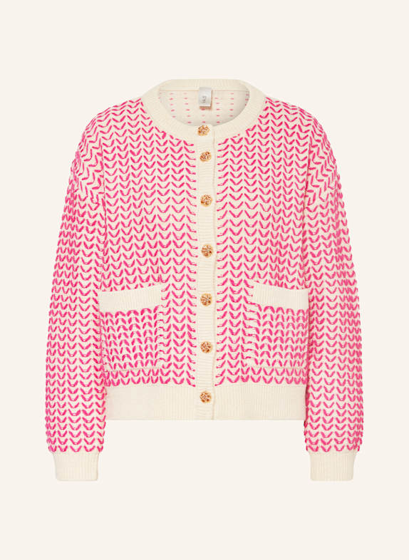 Y.A.S. Strickjacke mit Glitzergarn WEISS/ FUCHSIA