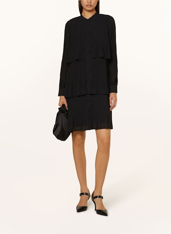 Y.A.S. Hemdblusenkleid mit Plissees SCHWARZ