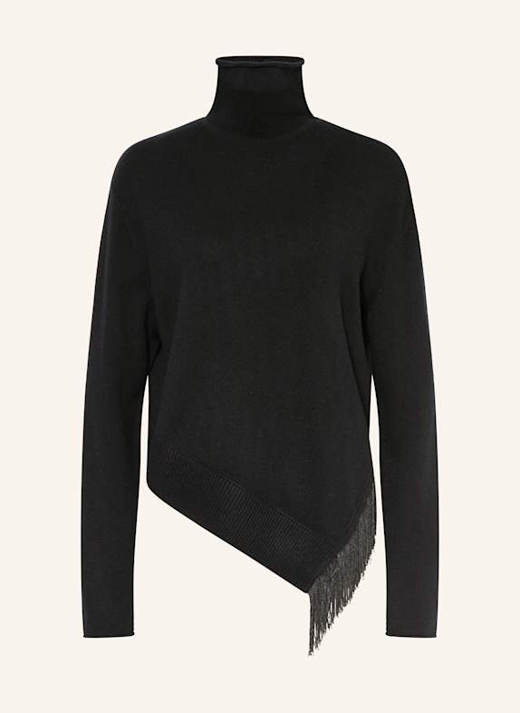 DOROTHEE SCHUMACHER Rollkragenpullover FRINGE STATEMENT mit Cashmere SCHWARZ