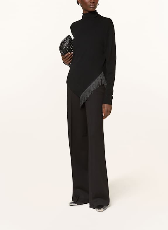 DOROTHEE SCHUMACHER Trui met col FRINGE STATEMENT met kasjmier ZWART