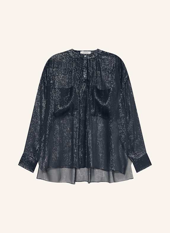 DOROTHEE SCHUMACHER Seidenbluse SHIMMERING SHINE DUNKELBLAU/ SILBER