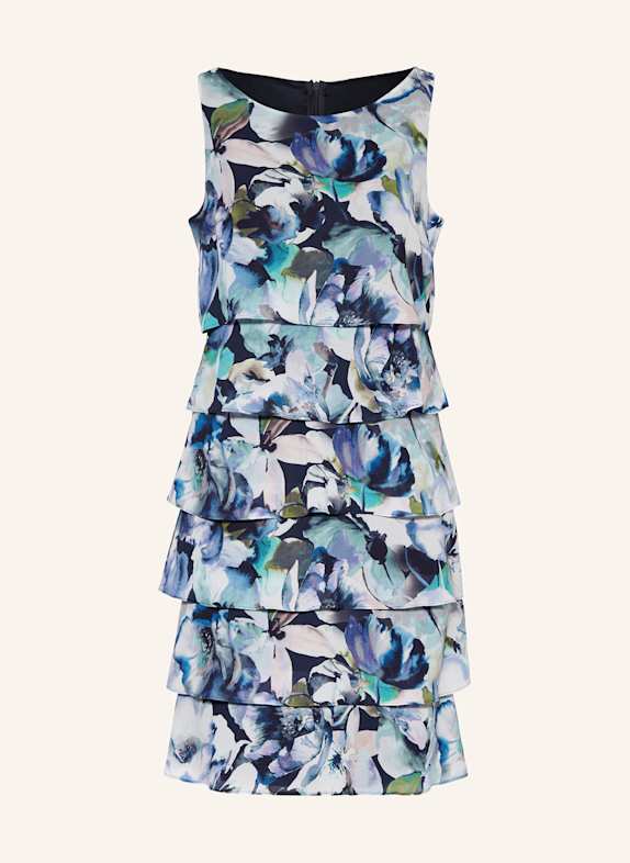 Vera Mont Cocktailkleid mit Volants BLAU/ GRÜN/ HELLORANGE