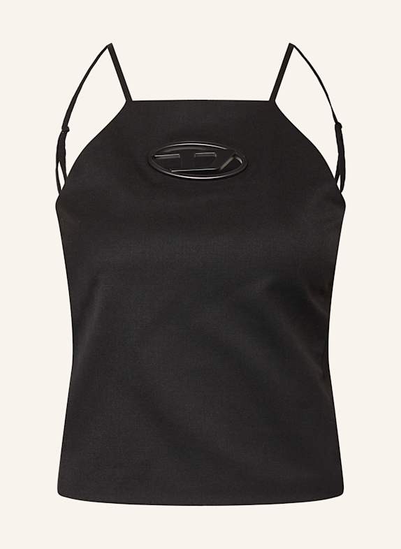 DIESEL Top T-WILIT im Materialmix mit Cut-outs SCHWARZ