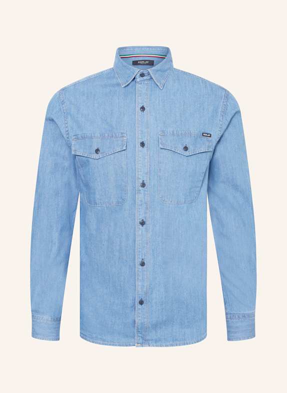REPLAY Hemd Regular Fit in Jeansoptik BLAU