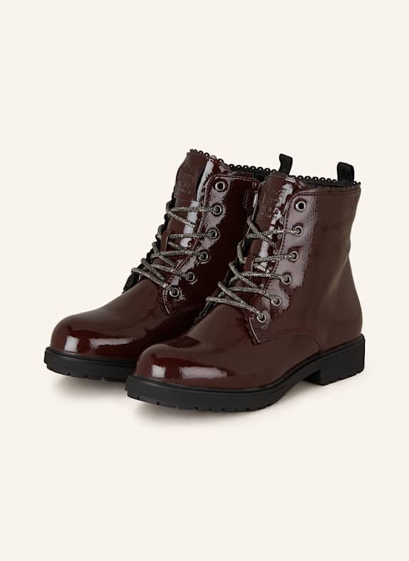 GIOSEPPO Schnürboots mit Schmucksteinen DUNKELROT