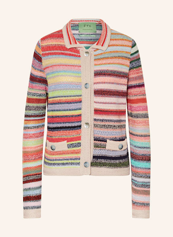 FTC CASHMERE Strickjacke mit Cashmere ROT/ GRAU/ GRÜN